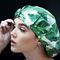 긴 머리카락을 위한 녹엽 인쇄 통기성 샤워 캡 ODM 이용 가능하 100% 면화